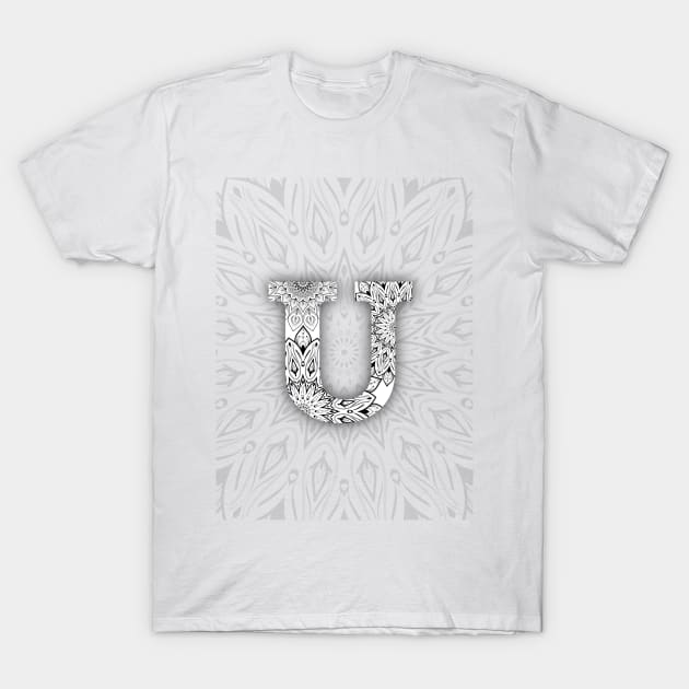 'U' Intricate Pattern T-Shirt by grafi_doodles